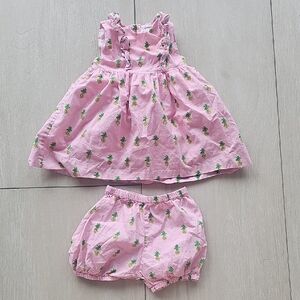Rachel Riley Pink Pineapple Dress and Bloomers Set
